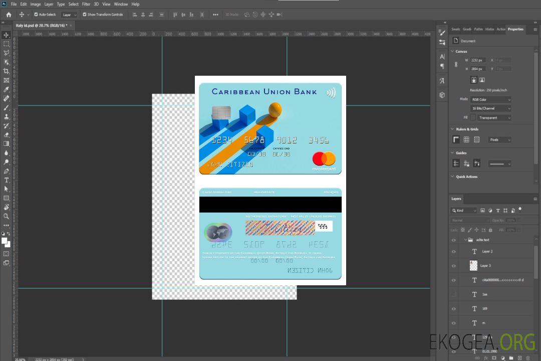 Carte mastercard d'Antigua-et-Barbuda Caribbean Union Bank template Carte mastercard d'Antigua-et-Barbuda Caribbean Union Bank template